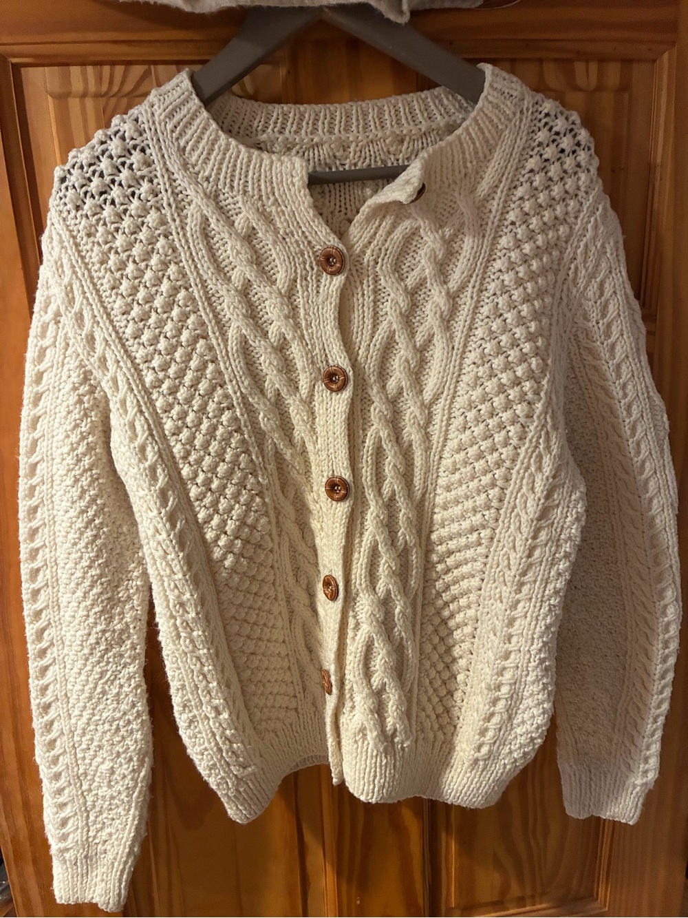 Cream Cable Knit Button-Front Women's Sweater Cardigan